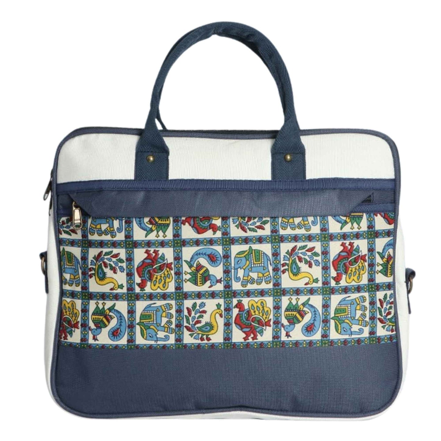 Premium Fabric Laptop Bag with Ethnic Print | Office & Travel Briefcase for Men & Women | Padded Laptop Sleeve