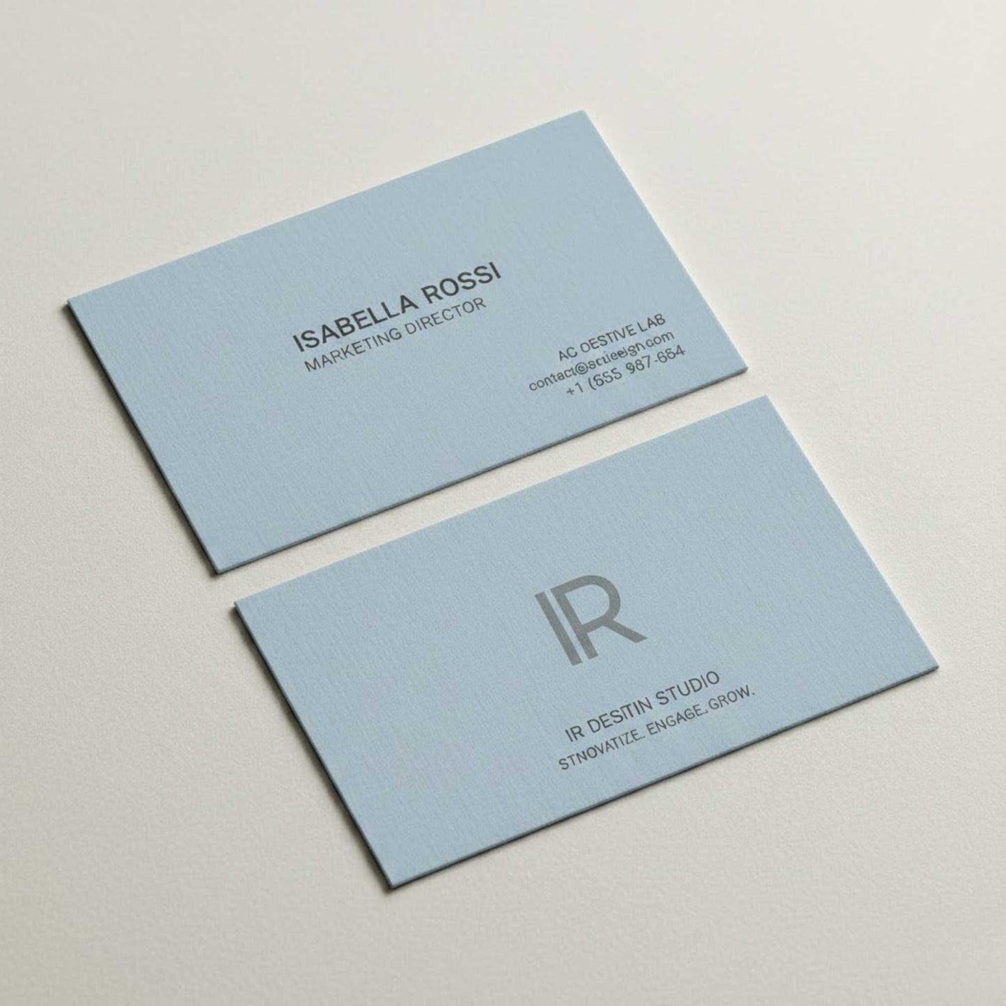 Pastel blue textured business card – premium textured visiting card for elegant corporate branding and professional networking.