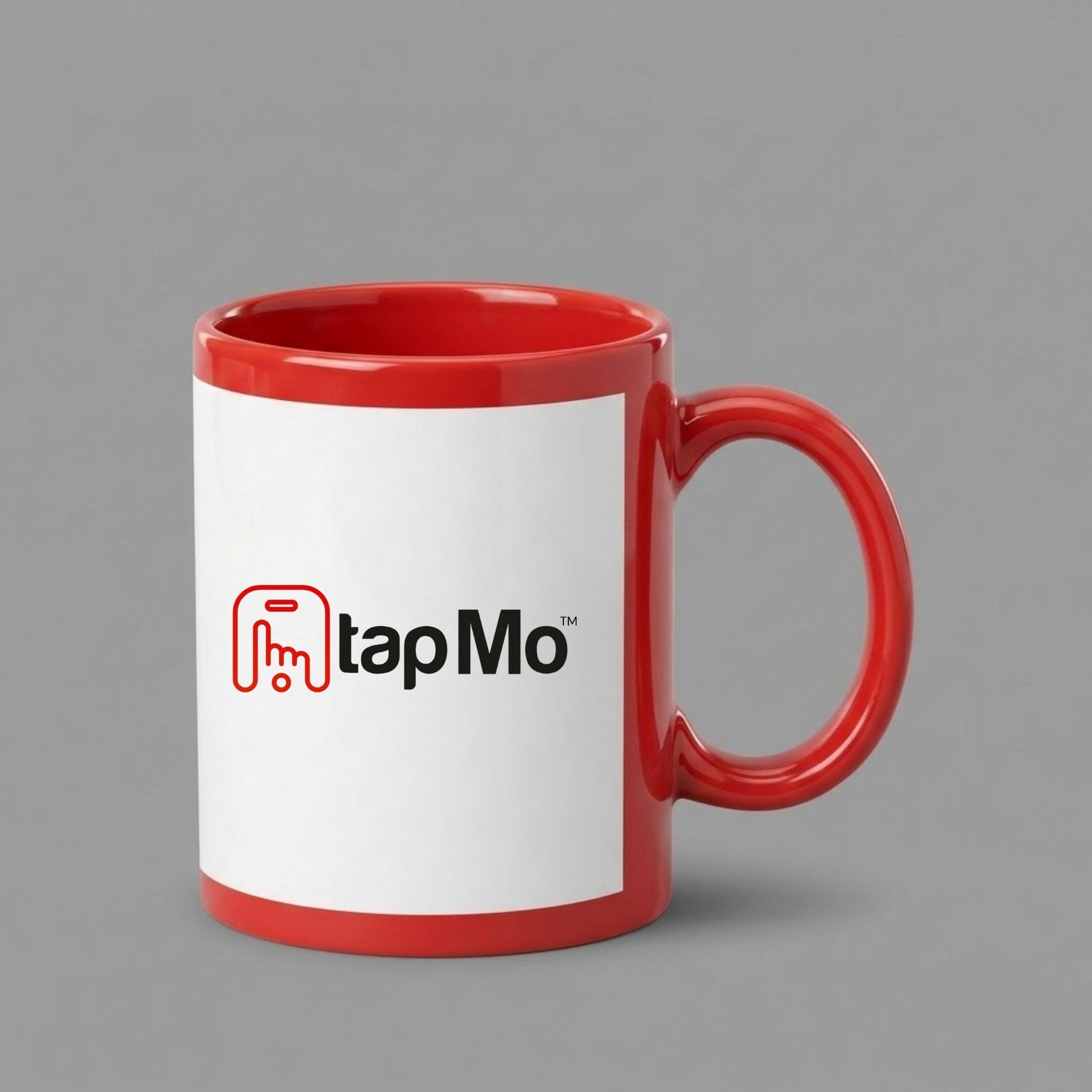Personalized logo patch mug – customized ceramic coffee mug with printed logo for corporate branding and promotional gifts.
