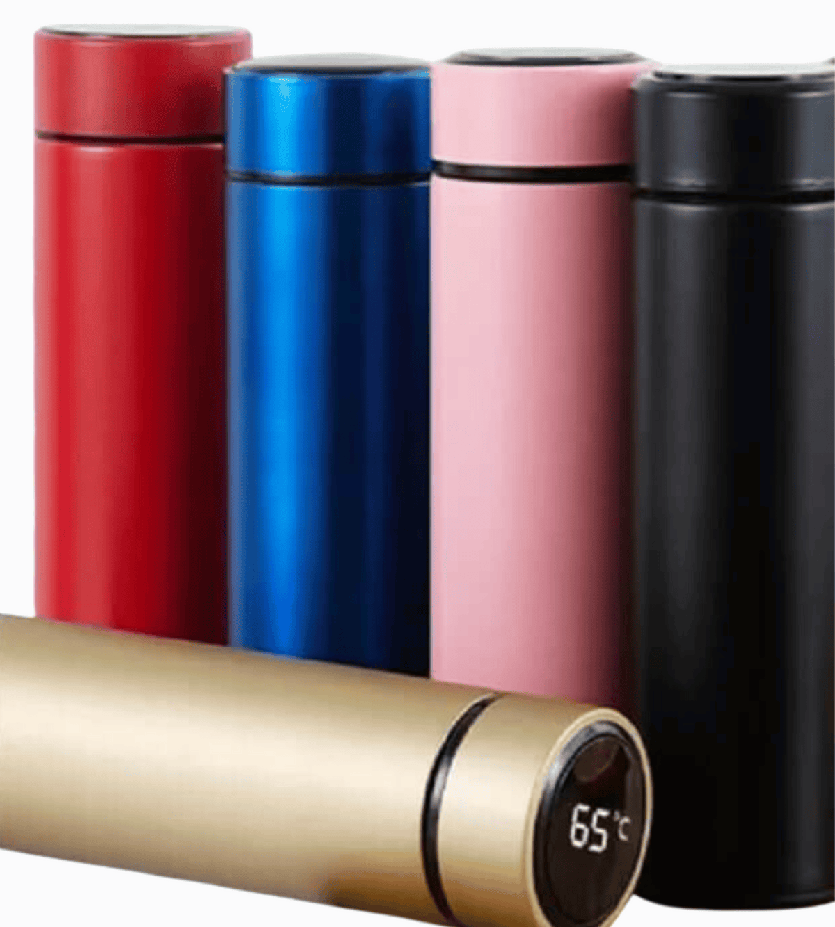 Personalised stainless steel bottle with smart LED temperature display