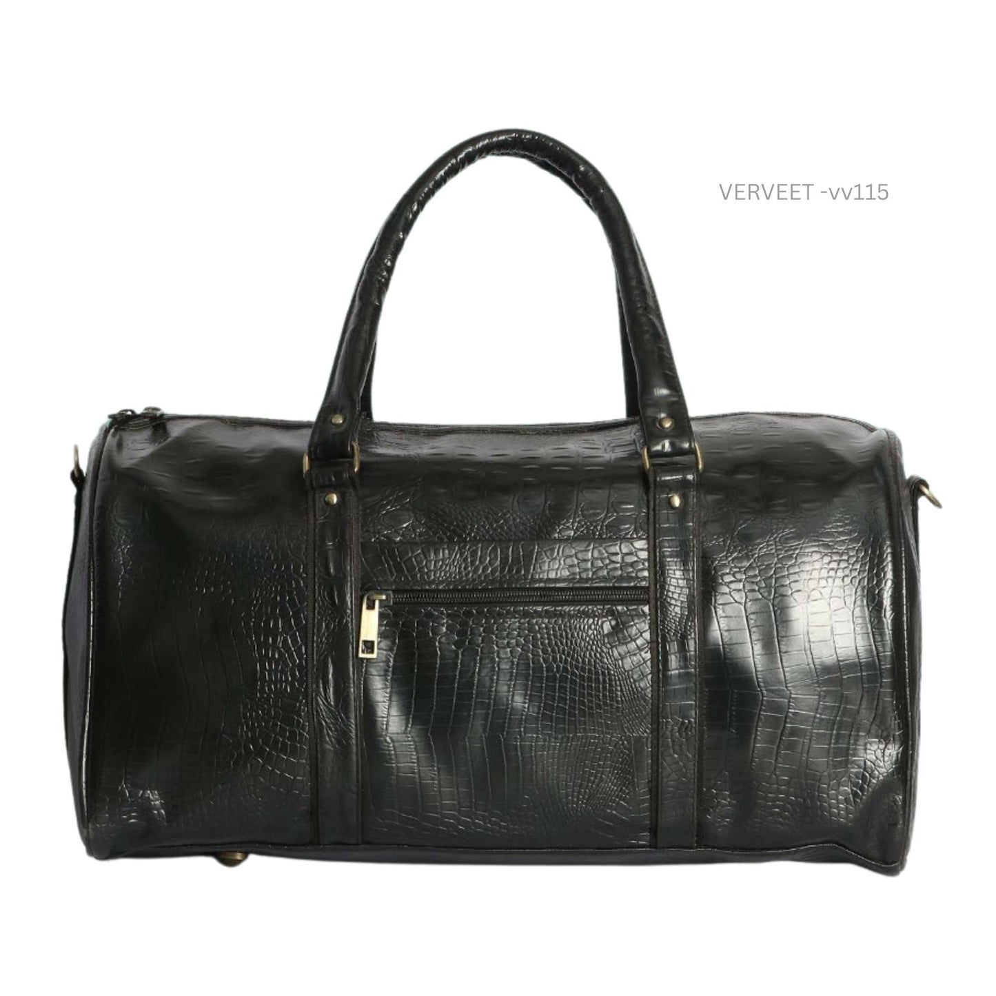 Premium black executive duffel bag with elegant design for business travel, gym, and corporate use