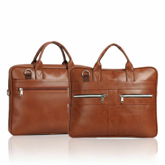 Premium Brown Leather Laptop Bag for Men | Office & Business Briefcase with Shoulder Strap | Stylish Work Bag for Professionals
