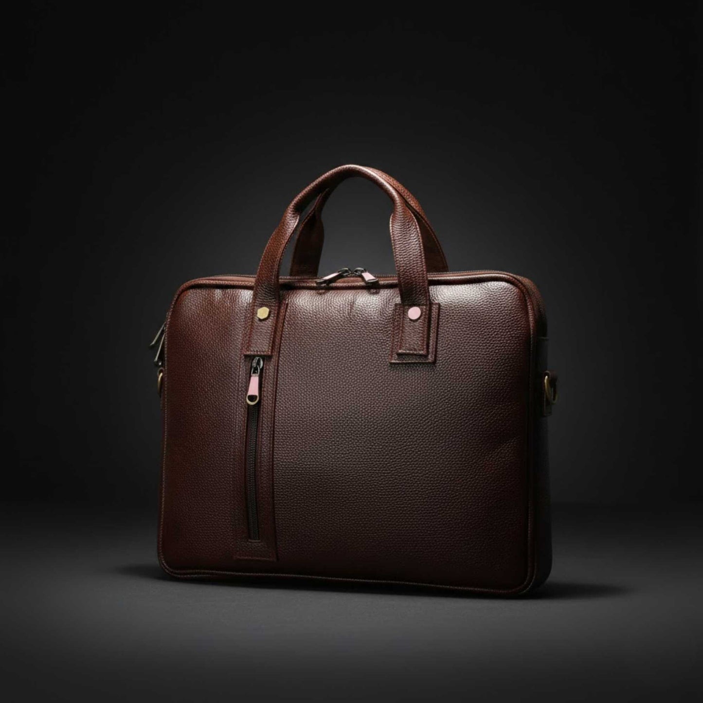 Premium Brown Leather Laptop Office Bag for Men | Professional Business Briefcase with Shoulder Strap & Multiple Compartments