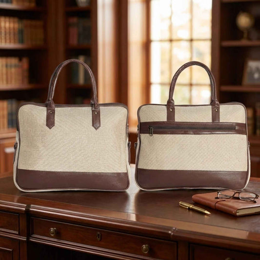 Premium Fabric Laptop Office Bag with Leather Finish | Professional Laptop Carry Bag for Men & Women