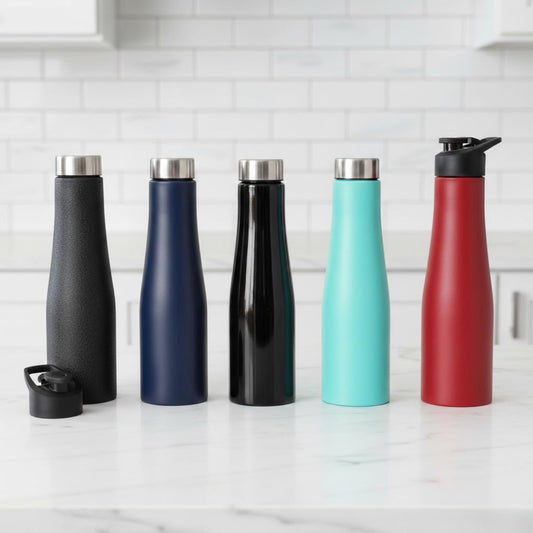 Premium insulated stainless steel water bottle with vacuum seal, reusable hot and cold bottle for office, travel, and corporate gifting