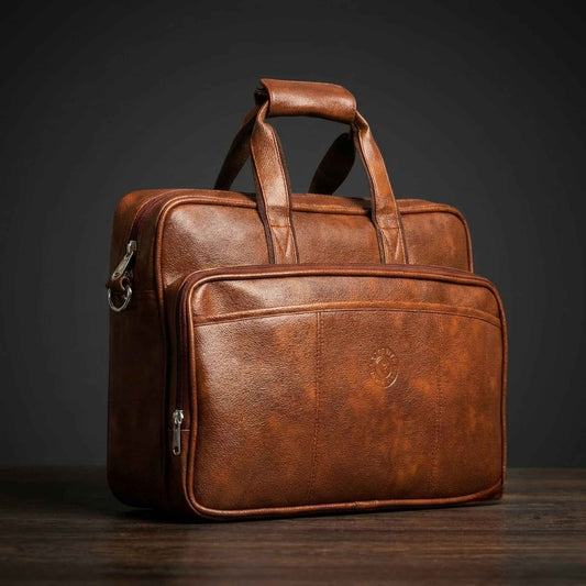 Premium Leather Laptop Office Bag for Men | Stylish Business Briefcase with Multiple Compartments | Professional Work & Travel Bag