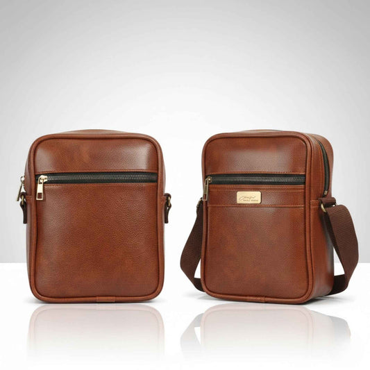 Premium Leather Sling Bag for Men | Stylish Crossbody Shoulder Bag with Adjustable Strap & Secure Zip Pockets