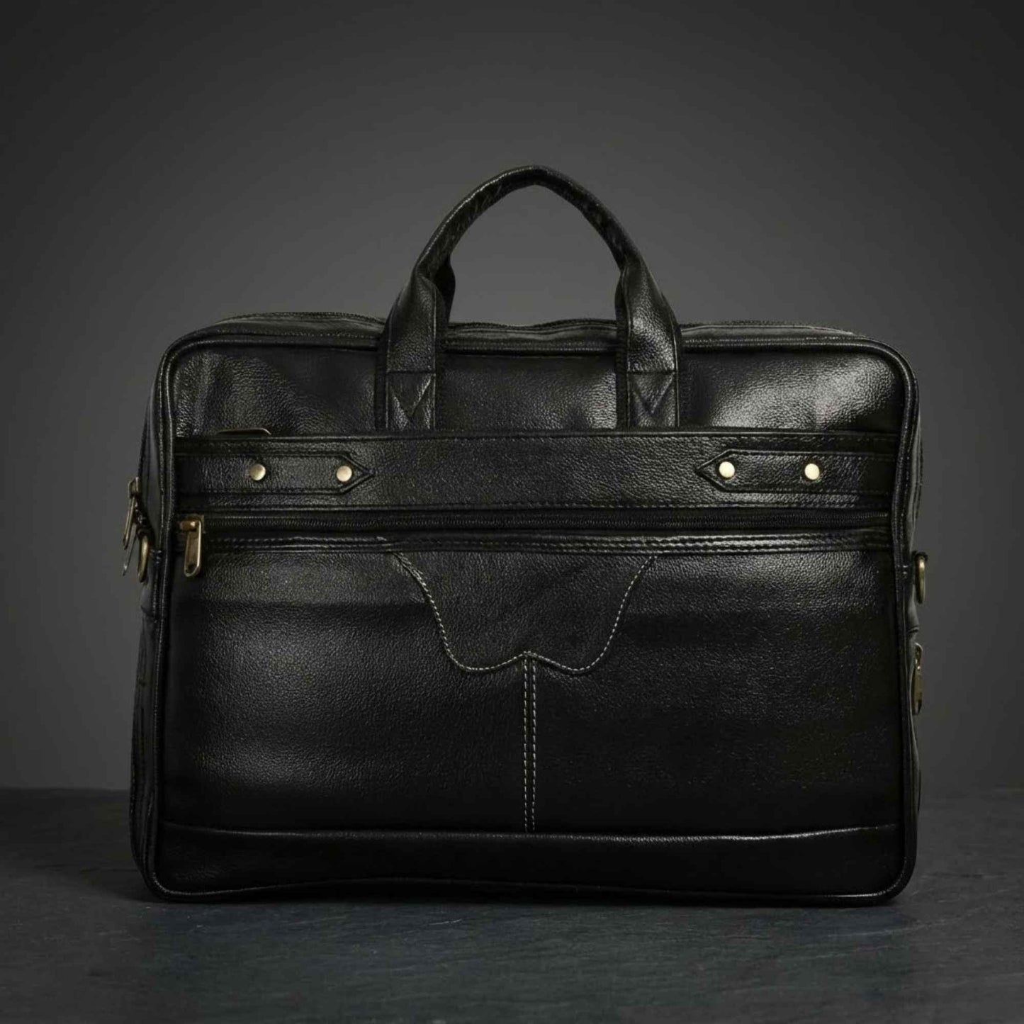 Premium Black Leather Laptop Bag for Men | Office & Business Briefcase | Professional Messenger Laptop Bag with Shoulder Strap