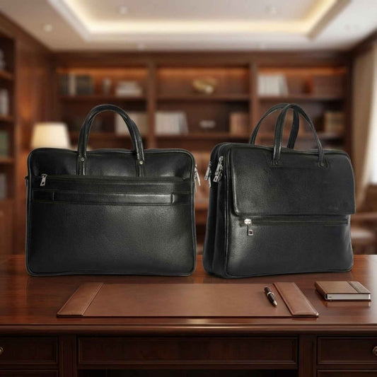 Premium Office Laptop Bag for Men & Women | Stylish Professional Work Bag with Multiple Compartments | Durable PU Leather / Fabric Briefcase