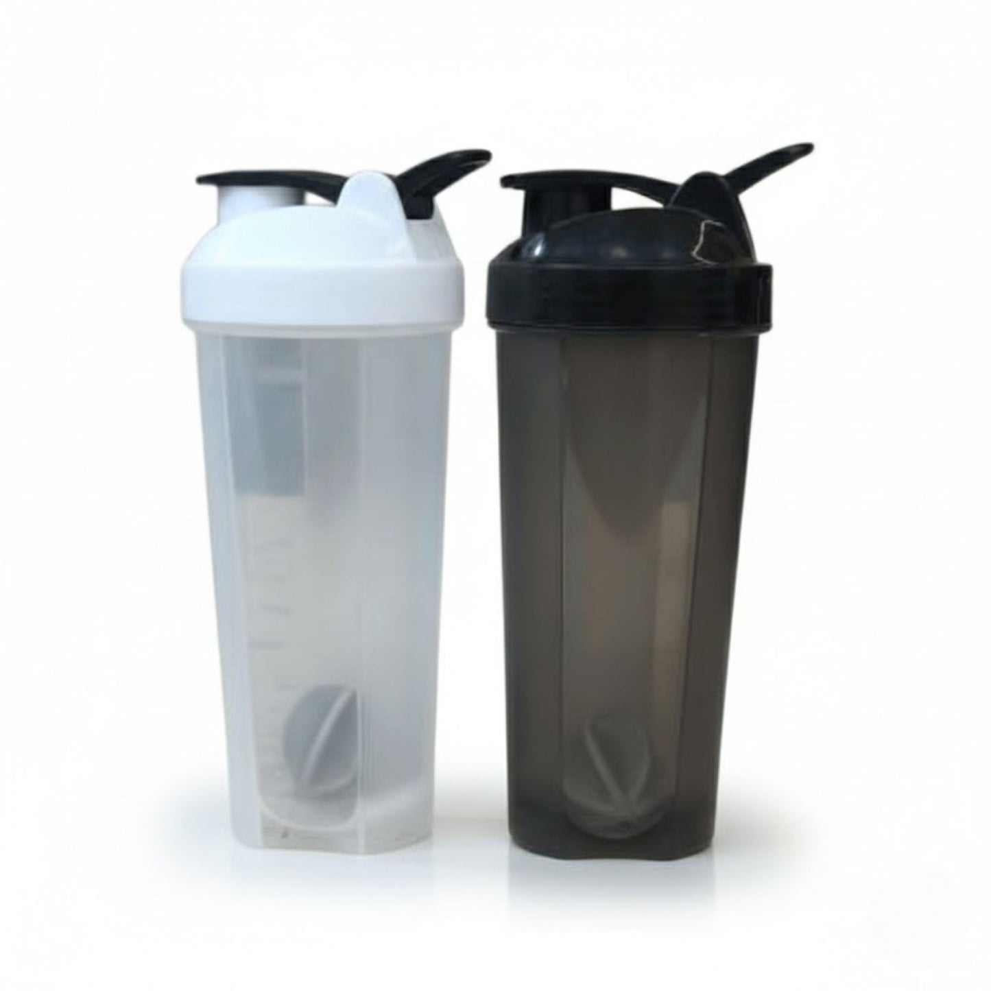 Premium protein shaker bottle in black and white, gym shaker bottle for fitness supplements and workouts.