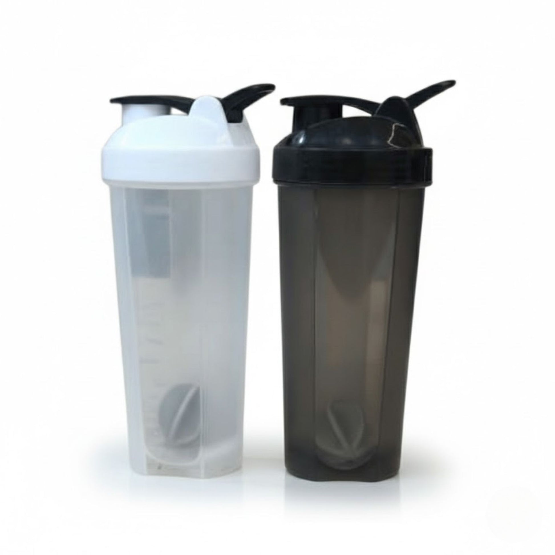 Premium protein shaker bottle in black and white, gym shaker bottle for fitness supplements and workouts.