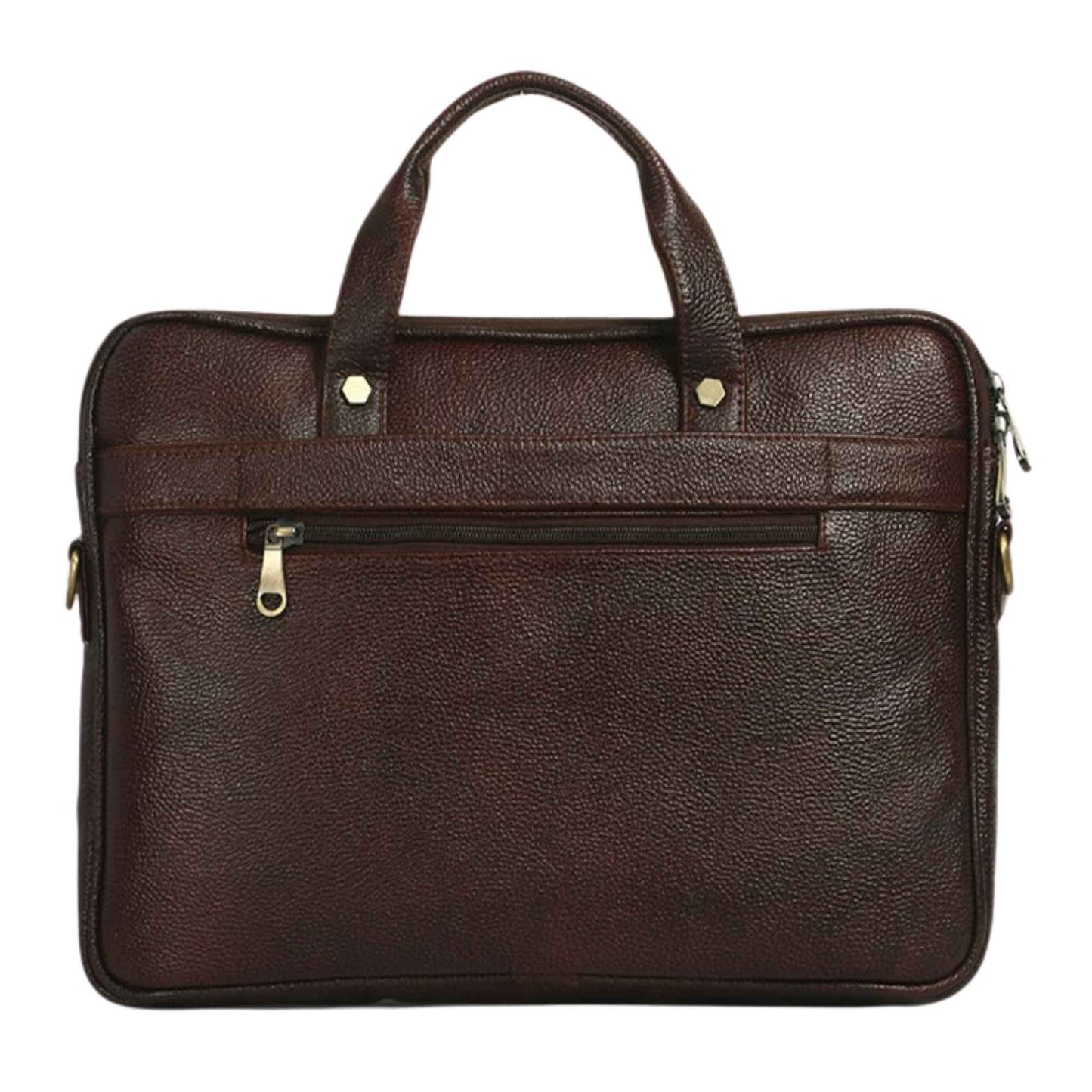 Premium Brown Leather Laptop Office Bag for Men | Professional Business Briefcase with Shoulder Strap & Multiple Compartments