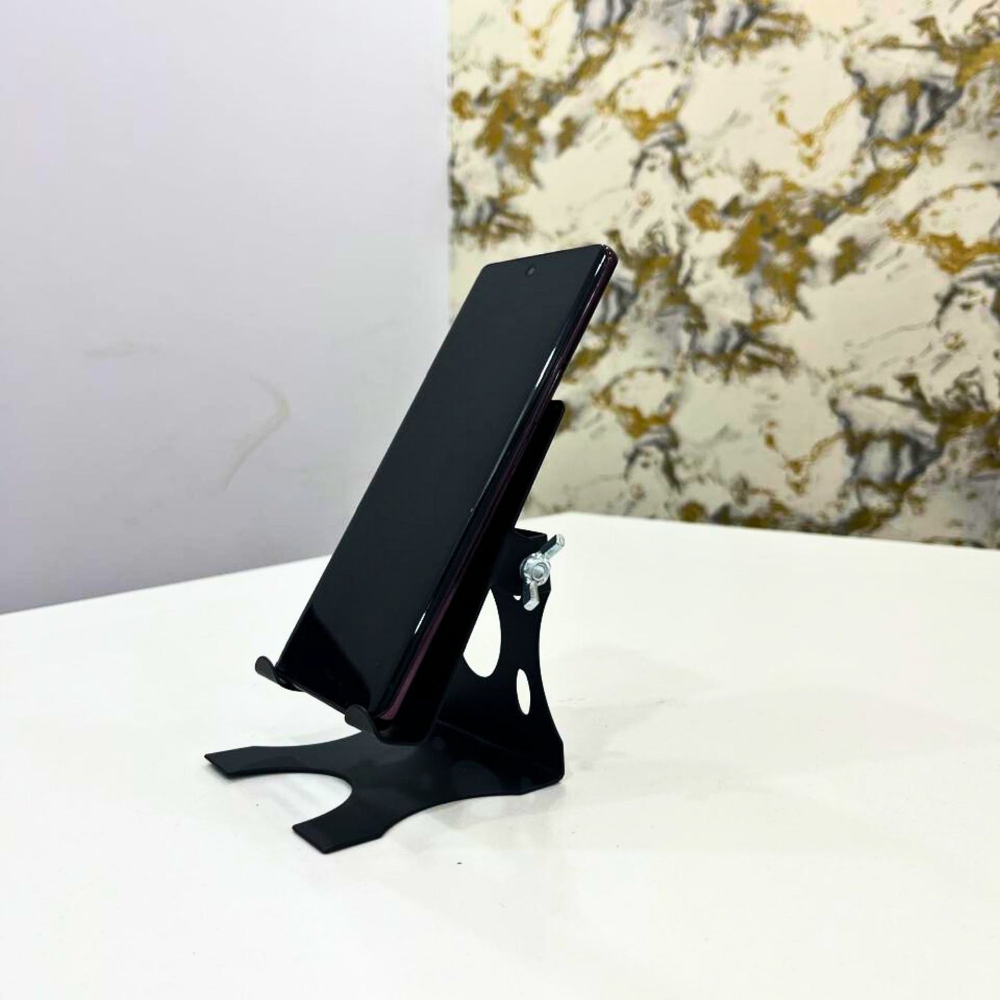 Adjustable Metal Mobile Stand for Desk | Heavy-Duty Phone Holder with Angle Lock