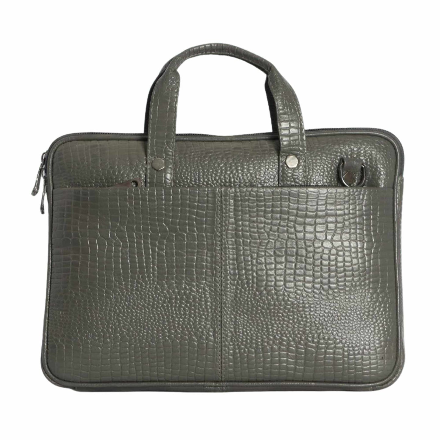 Premium Crocodile Texture Laptop Bag for Men & Women | Grey Office Briefcase with Multiple Compartments | Professional Work & Business Bag
