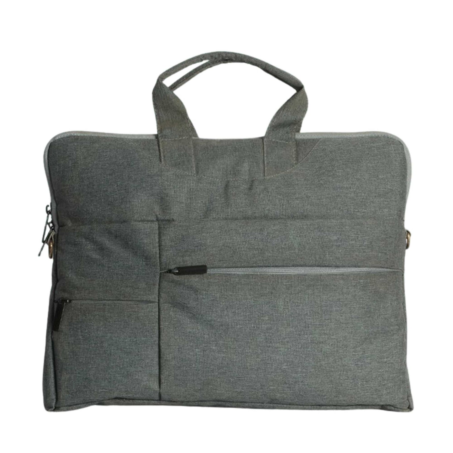 Grey Fabric Laptop Office Bag | Professional Laptop Carry Bag with Front Zipper Pocket for Men & Women