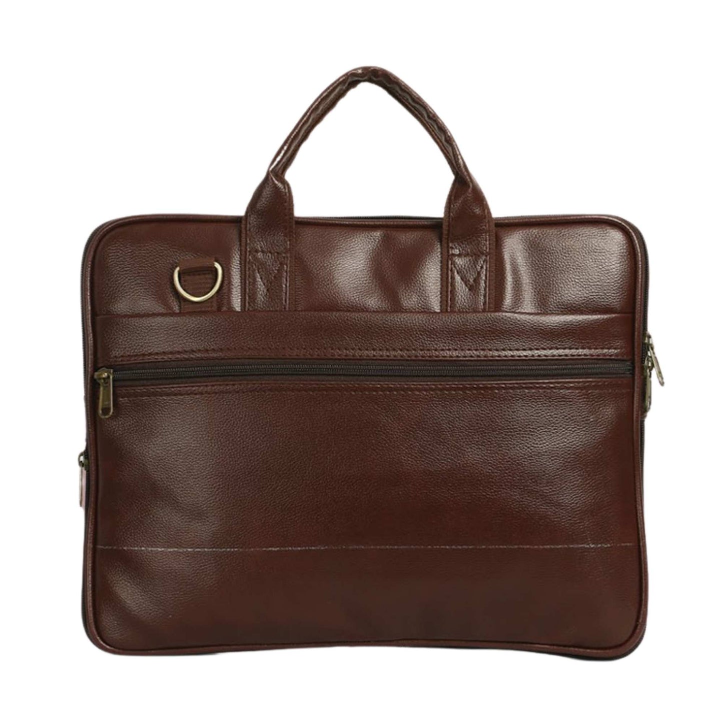 Premium Brown Leather Office Laptop Bag for Men | Professional Business Briefcase with Zipper Pocket & Shoulder Strap