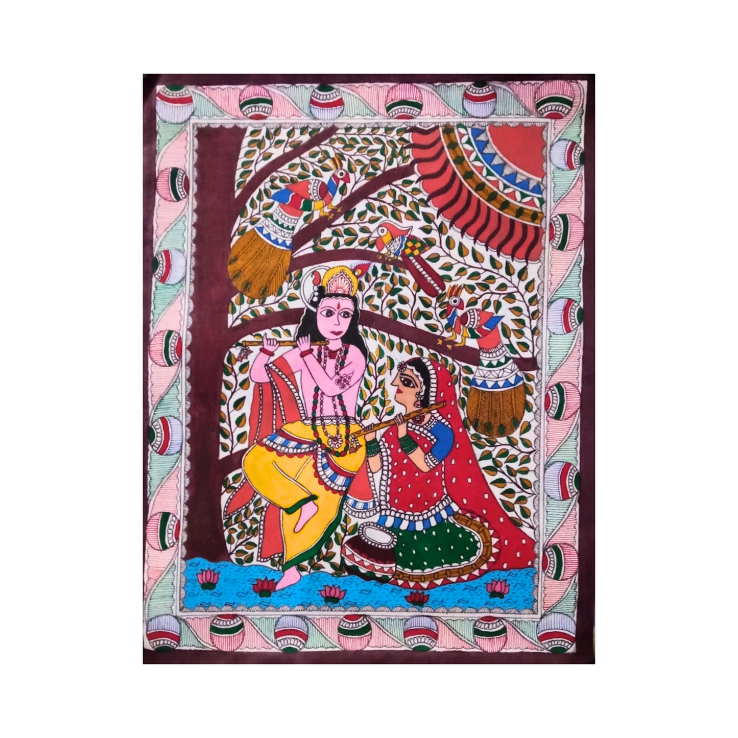 Radha Krishna Rasleela – Traditional Handmade Madhubani Painting
