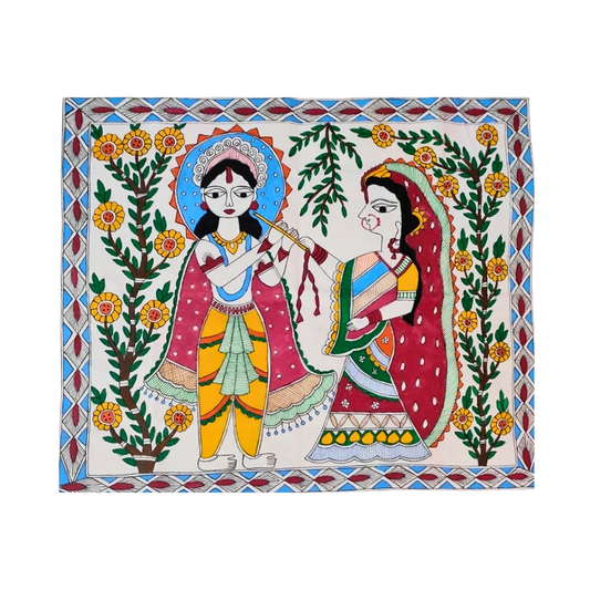 Radha Krishna Vivaah – Handcrafted Madhubani Painting | Traditional Mithila Art