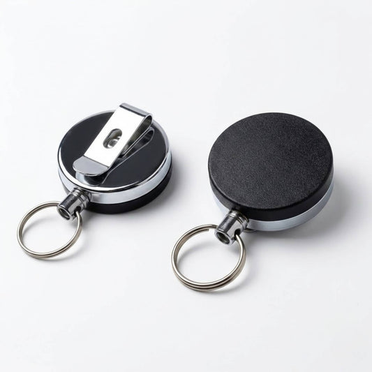 Retractable ID Card Badge Holder with Metal Reel & Carabiner Clip – Heavy Duty Pull Cord for Office, Corporate, School & Events