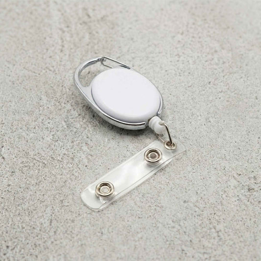 Retractable ID Badge Holder with Carabiner Clip | Heavy Duty Badge Reel for Office, School & Corporate Use