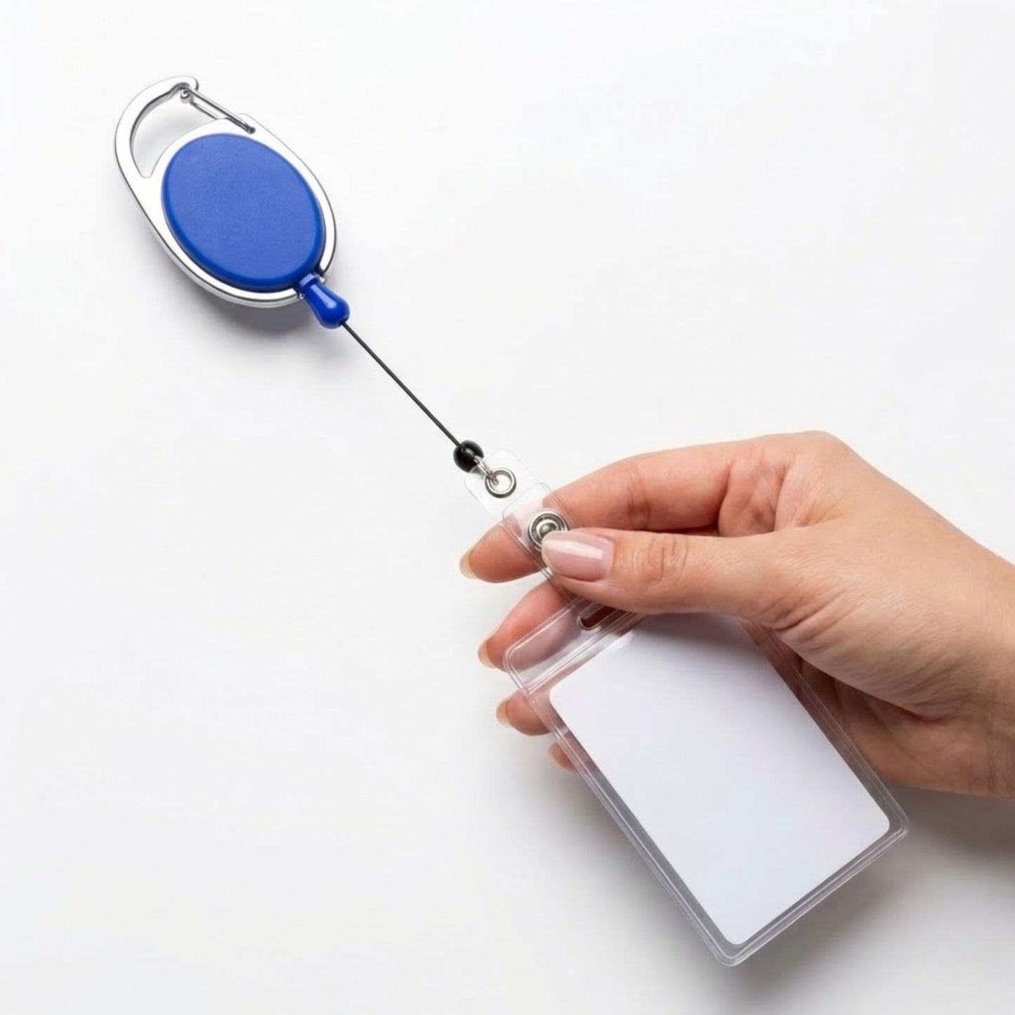 Retractable ID Badge Holder with Carabiner Clip | Heavy Duty ID Card Reel for Office, Corporate, Events & Employees