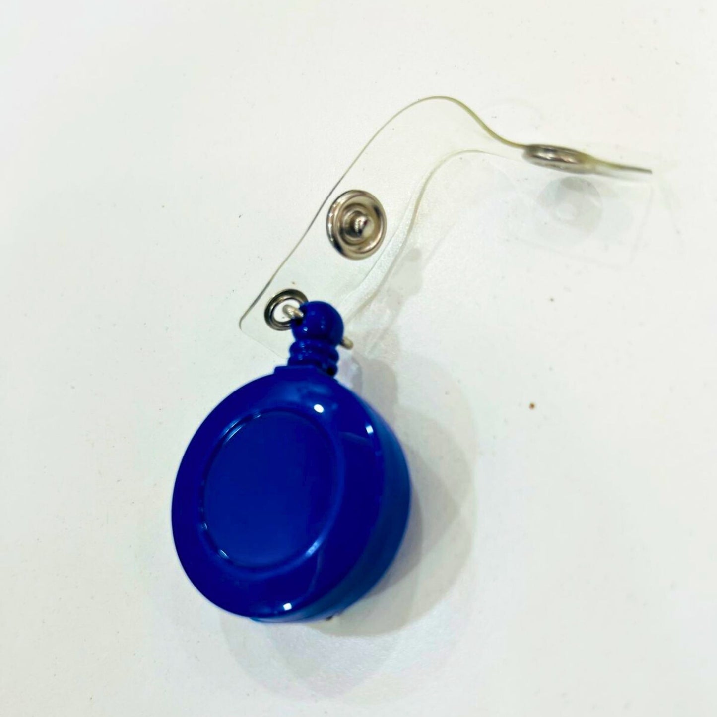 Blue Retractable ID Badge Holder with Metal Belt Clip – Round ID Card Reel for Office, School & Corporate Use