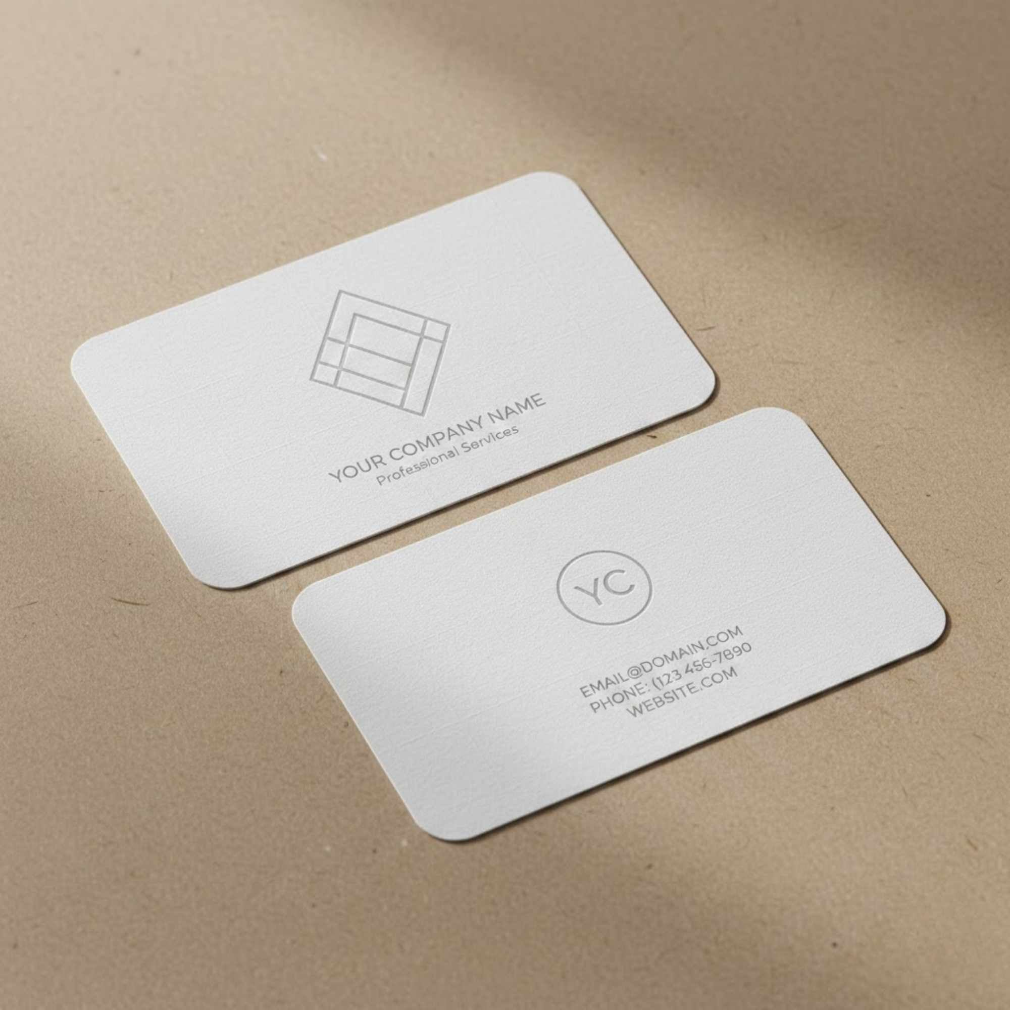 Rounded corner textured business card – premium textured visiting card with smooth rounded edges for professional corporate branding.