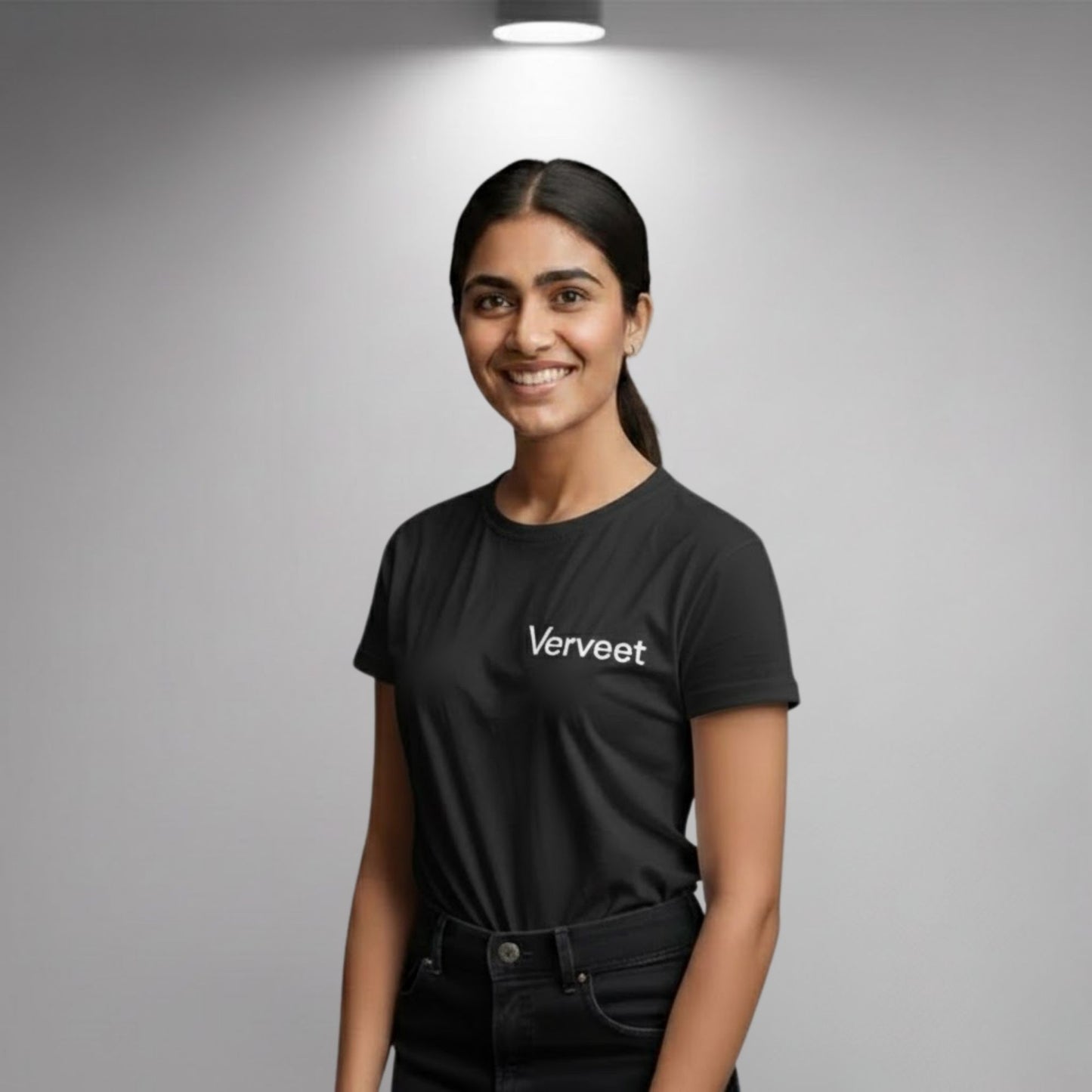 Sarena dry-fit T-shirt front view with lightweight breathable fabric for sports, fitness, and event wear