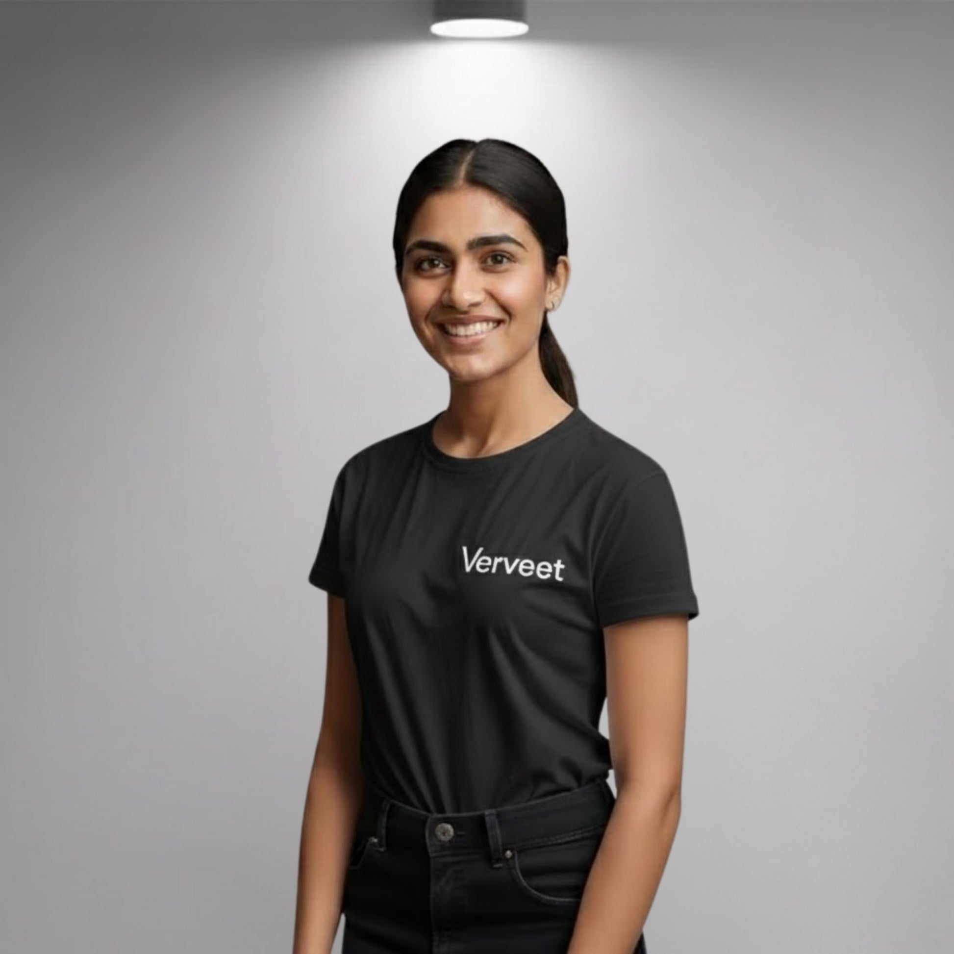 Sarena dry-fit T-shirt front view with lightweight breathable fabric for sports, fitness, and event wear