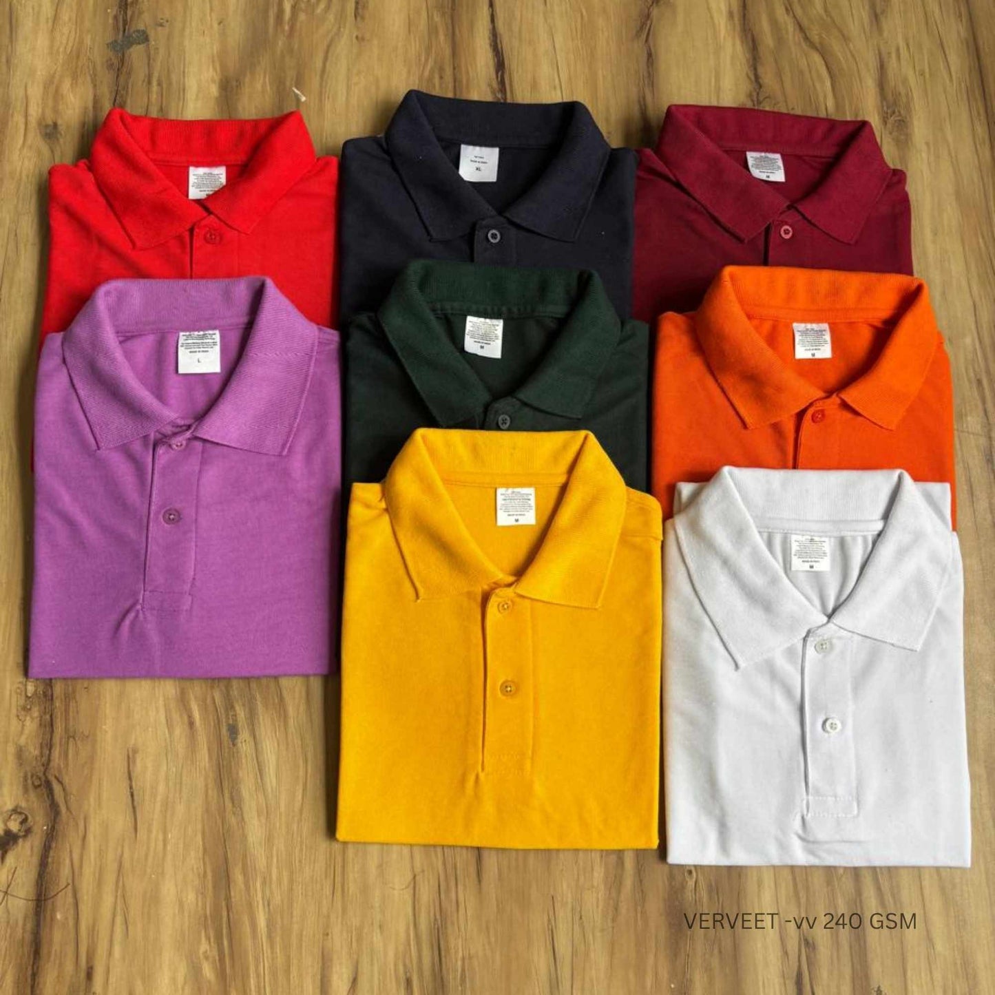 Spun fabric polo T-shirt 240 GSM, comfortable corporate uniform polo T-shirt for office wear, events, and branding