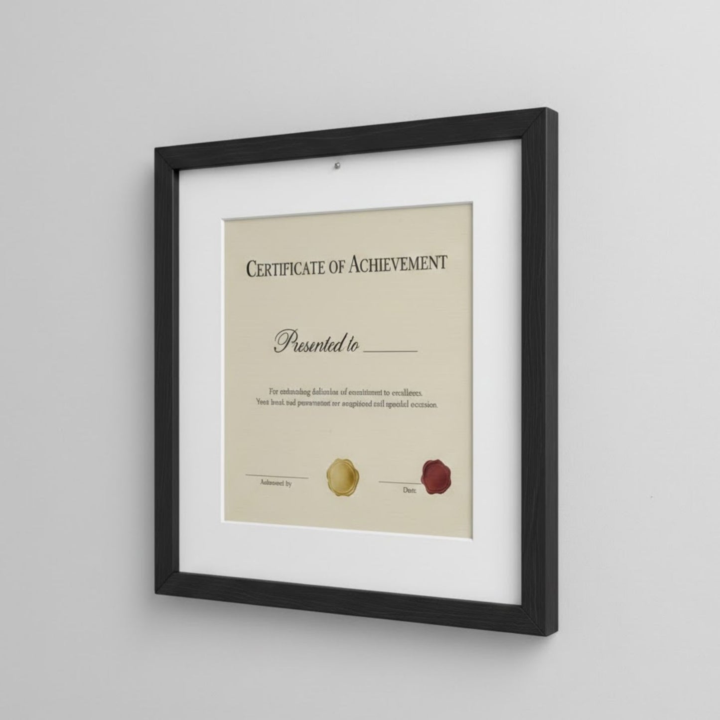 Square black photo frame for displaying certificates, photos, and office decor