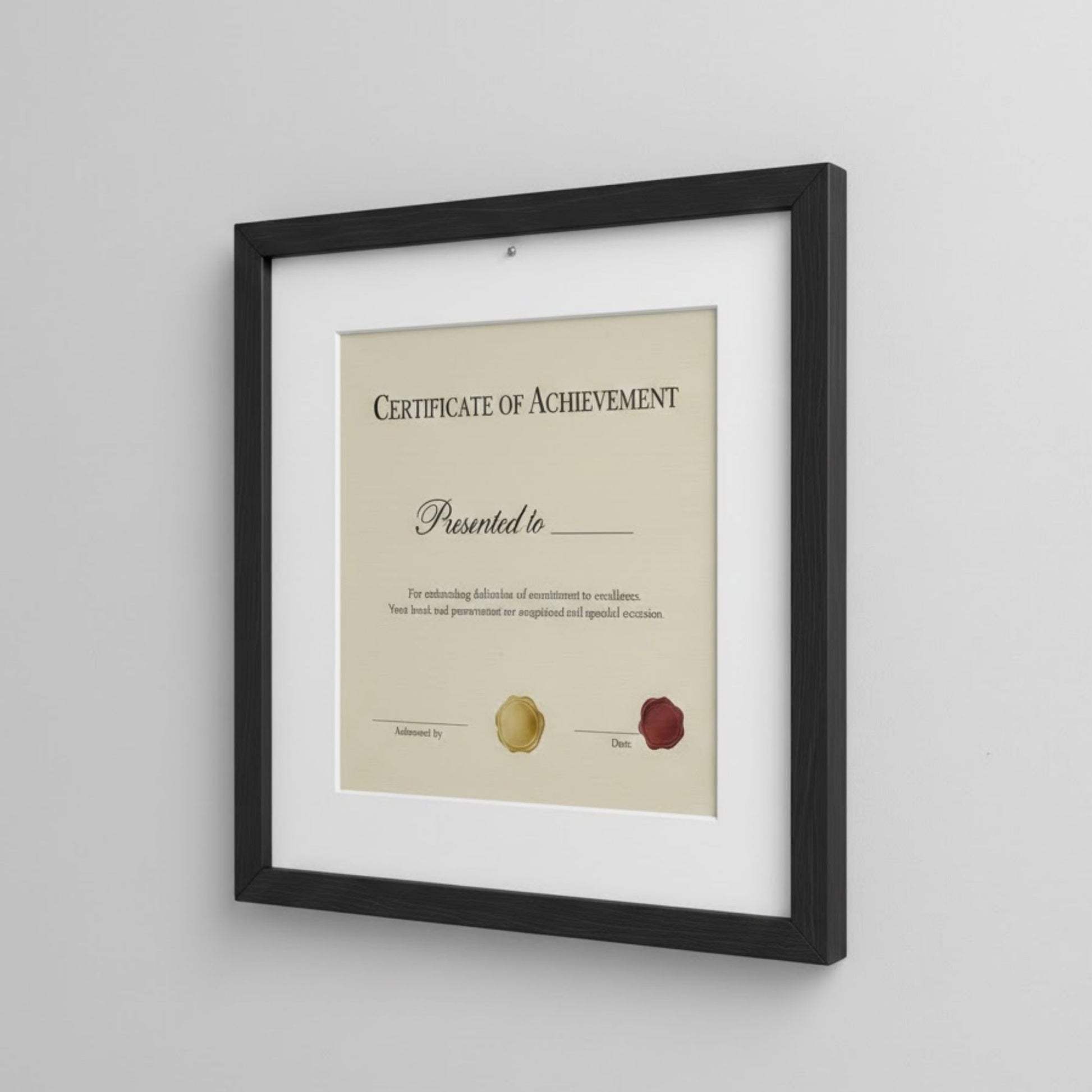 Square black photo frame for displaying certificates, photos, and office decor