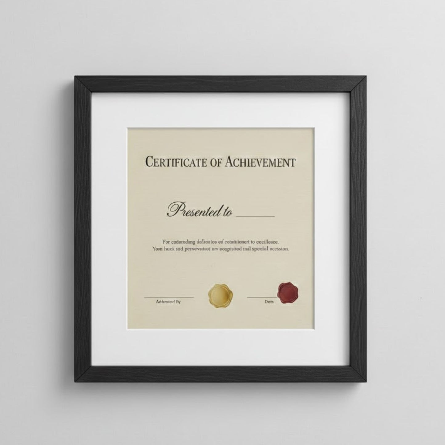 Square white photo frame for displaying certificates, photos, and office decor