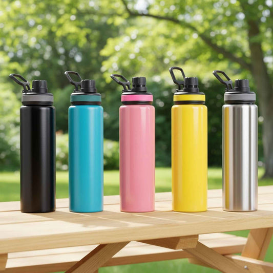 Stainless steel sports water bottle with leak-proof lid, reusable insulated bottle for gym, office, and travel