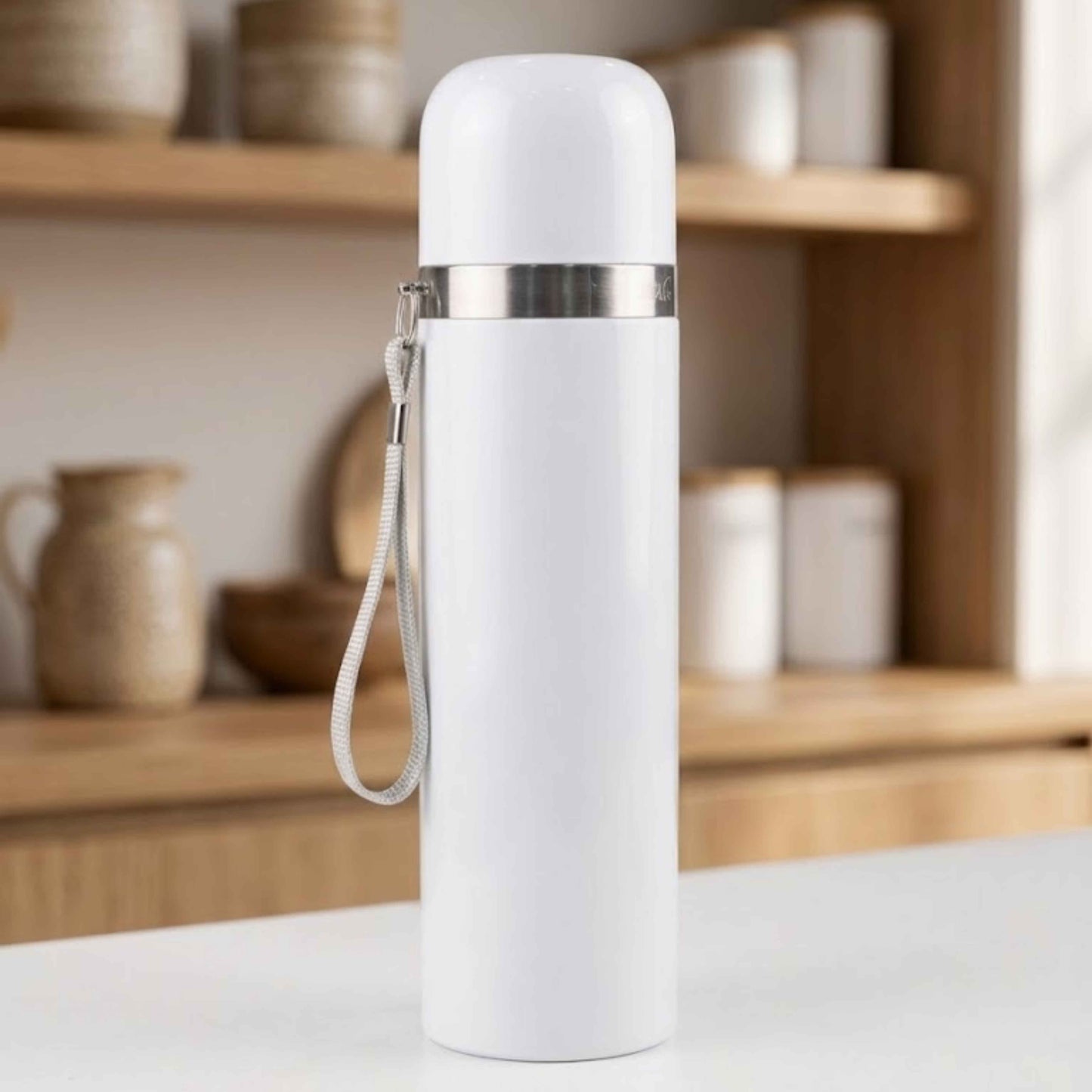 Verveet Customized Stainless Steel Vacuum Flask Bottle | Insulated Thermos with Strap for Hot & Cold Drinks