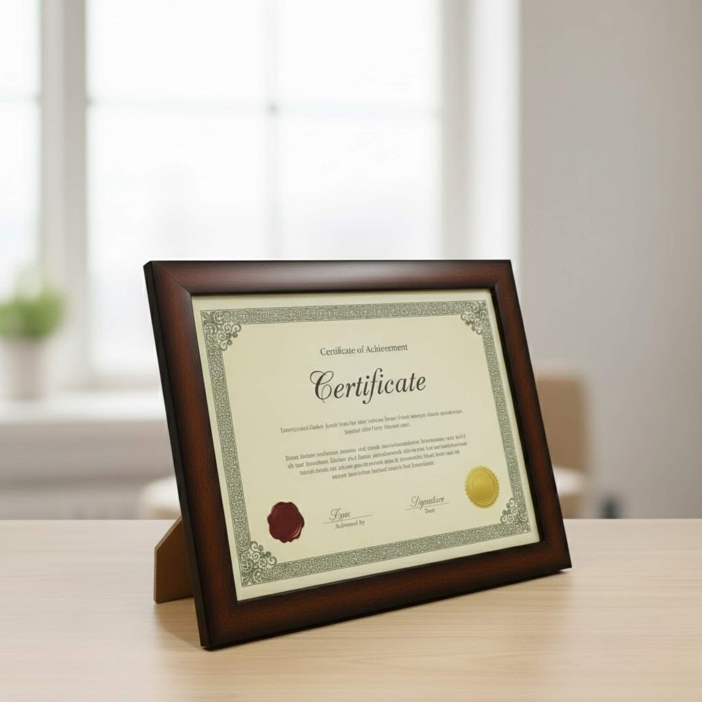 Tabletop certificate photo frame for displaying awards, photos, and office achievements
