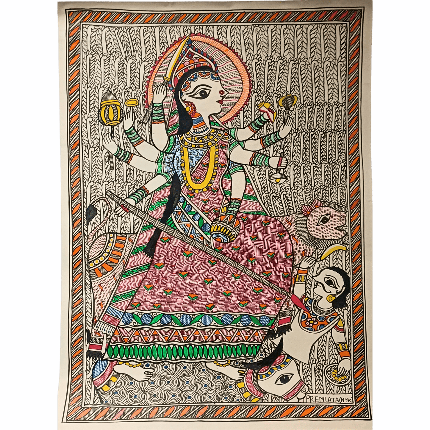 Maa Durga Poster | Traditional Madhubani Art