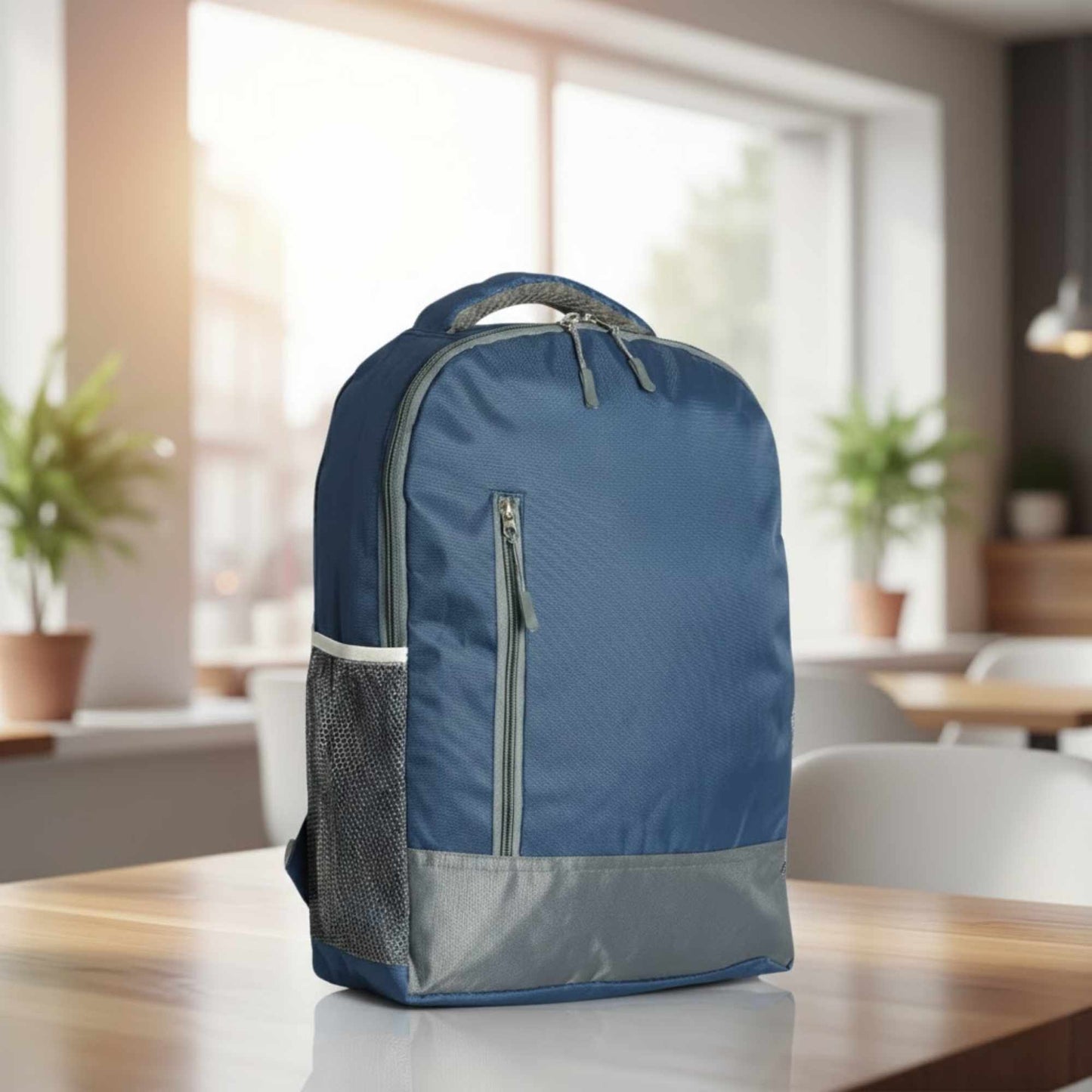 Verveet Lightweight Backpack for Men & Women | Blue Casual Office & Travel Backpack with Front Zip Pocket