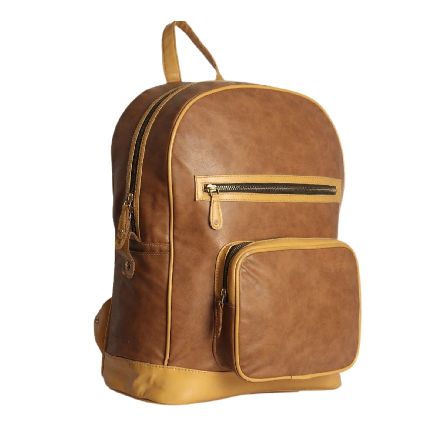Verveet Premium Brown Leather-Look Backpack | Stylish Office & Travel Laptop Bag with Front Pocket