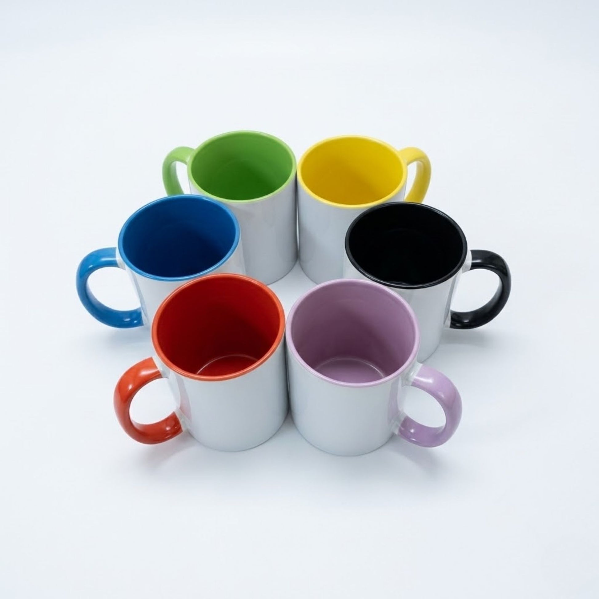 Verveet custom logo 3-tone ceramic mug – personalized coffee mug with colored rim and handle for corporate branding and promotional gifts.