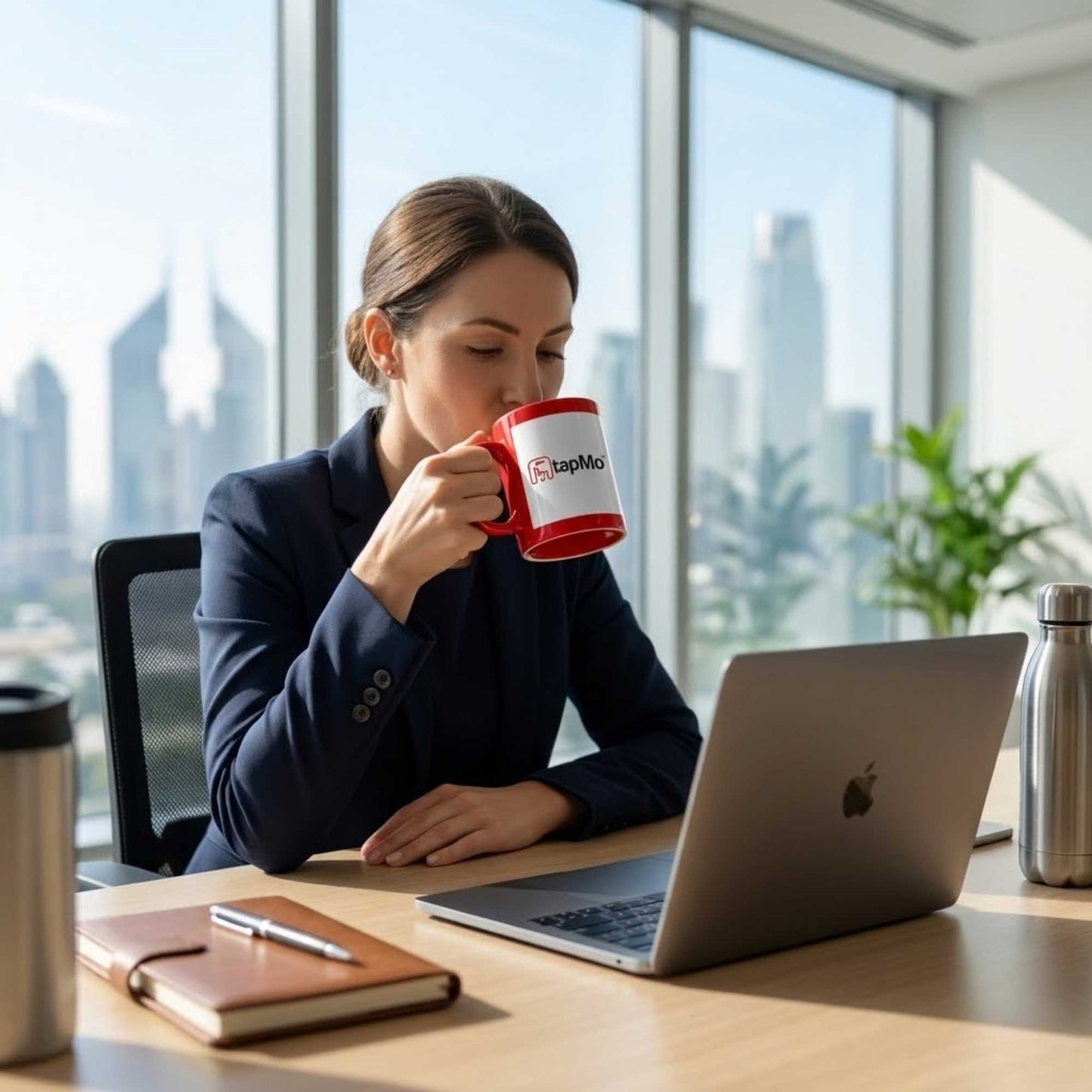 Verveet logo printed ceramic patch mug – customized promotional coffee mug for corporate branding and business gifting.