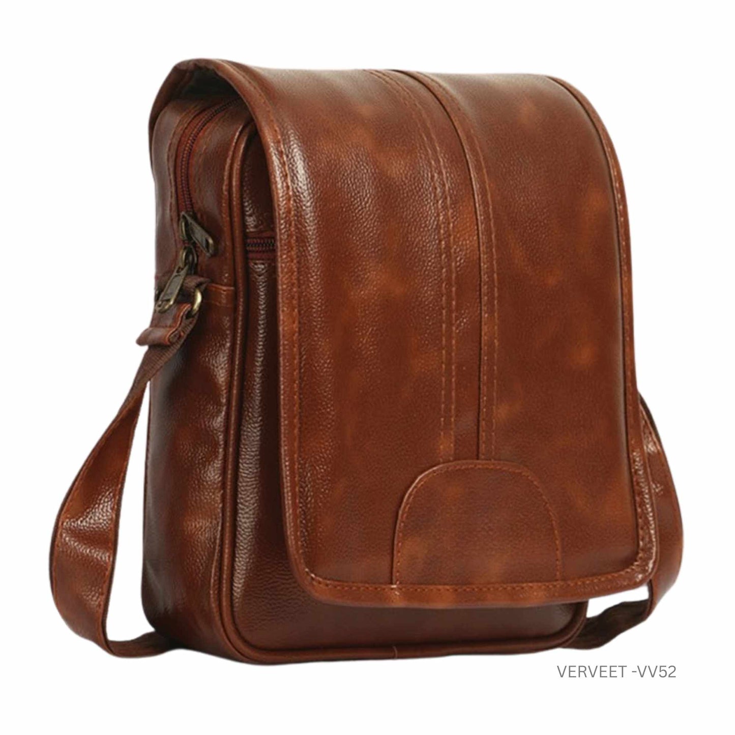 Verveet Premium Leatherette Sling Bag for Men | Compact Crossbody Messenger Bag with Adjustable Strap | Daily Office, Travel & Casual Use