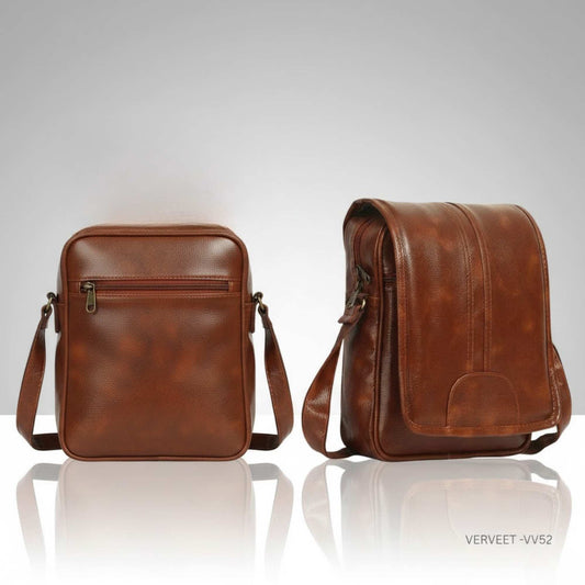 Verveet Premium Leatherette Sling Bag for Men | Compact Crossbody Messenger Bag with Adjustable Strap | Daily Office, Travel & Casual Use
