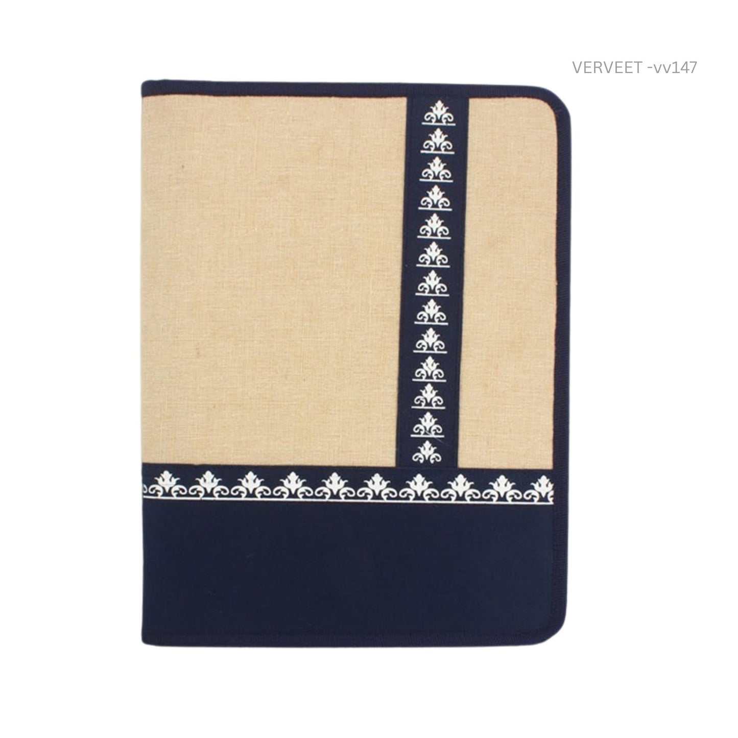 Verveet VV147 office file folder with zip closure, durable fabric document organizer for corporate use