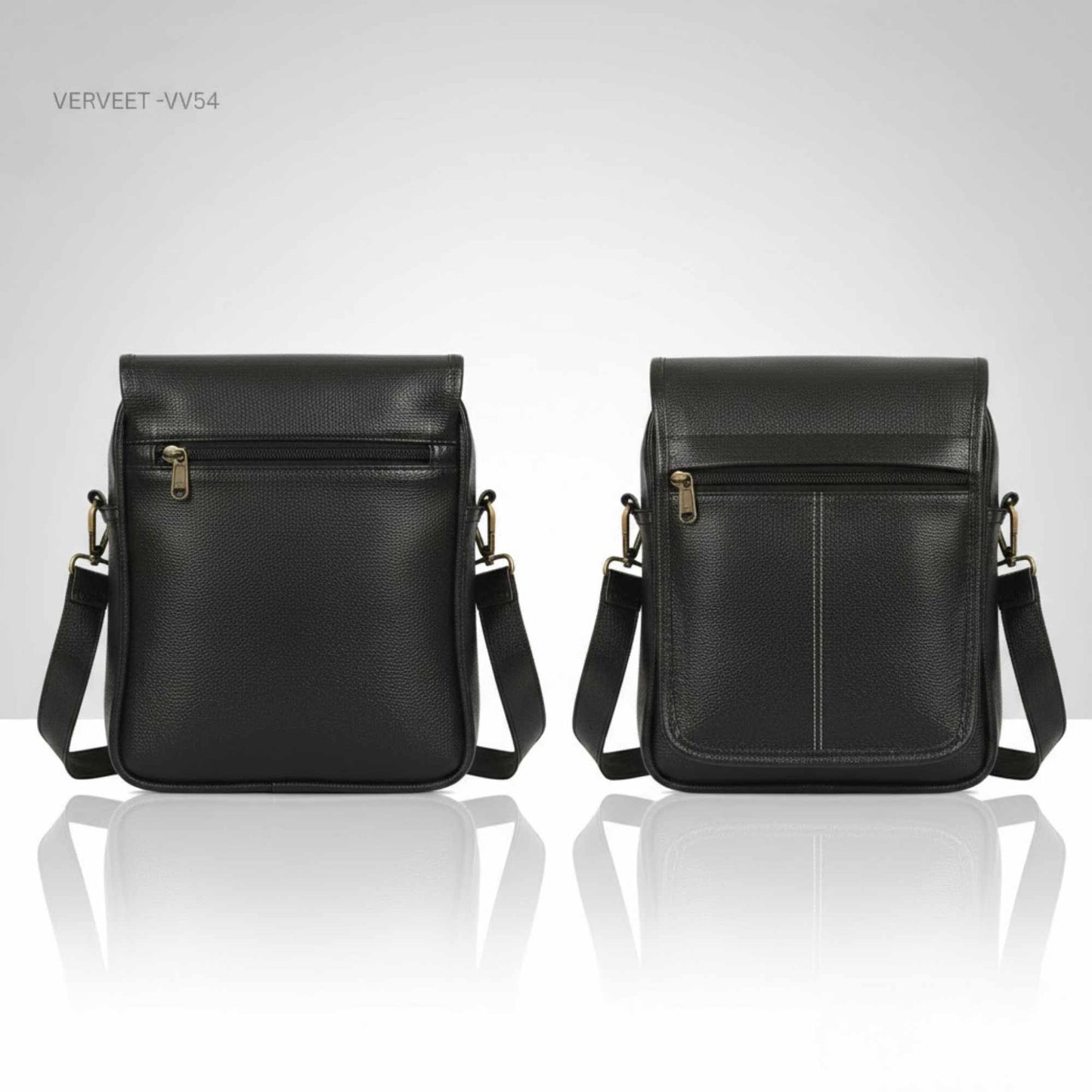 Verveet Men’s Leather Sling Bag | Premium Black Crossbody Shoulder Bag with Adjustable Strap | Compact Travel & Office Bag