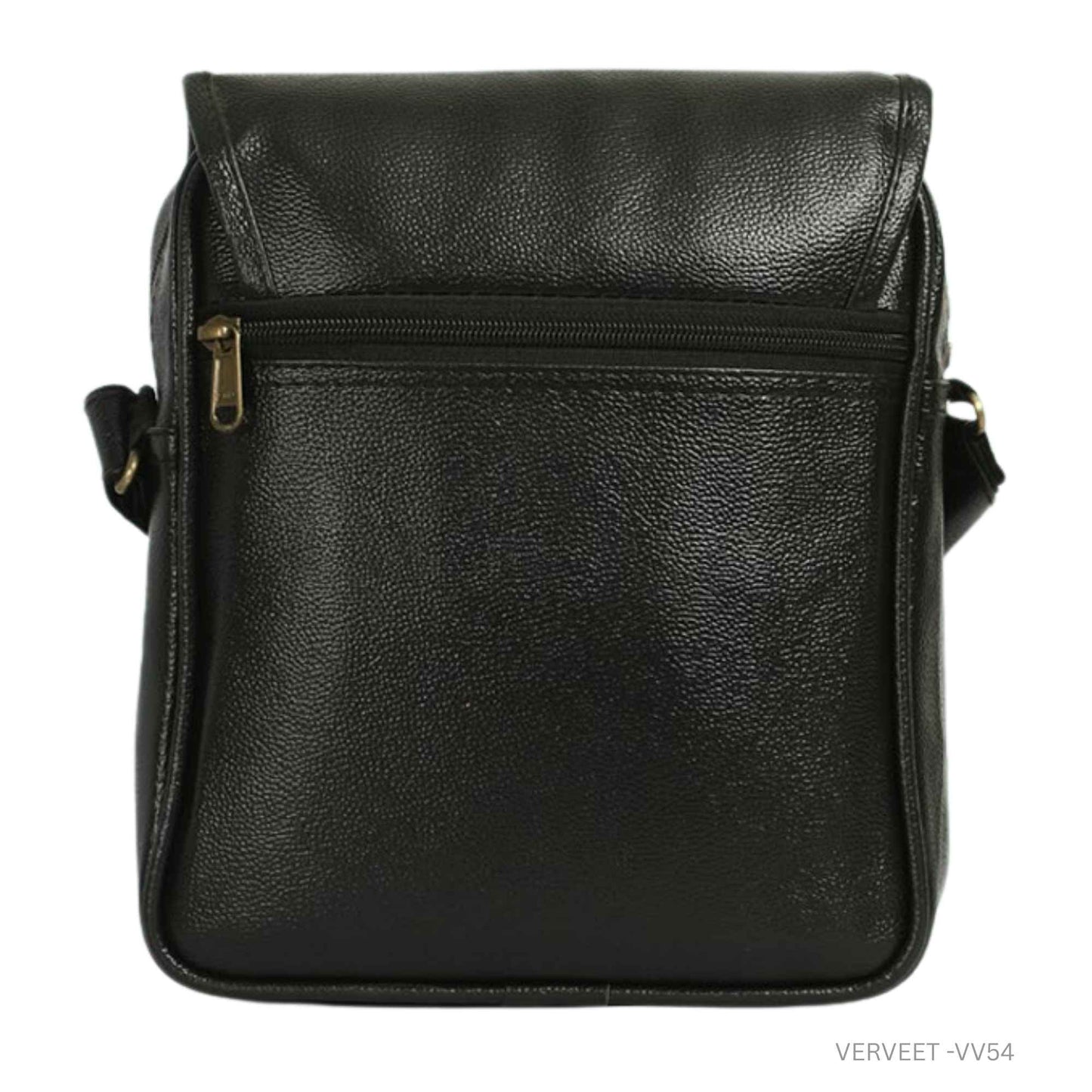 Verveet Men’s Leather Sling Bag | Premium Black Crossbody Shoulder Bag with Adjustable Strap | Compact Travel & Office Bag