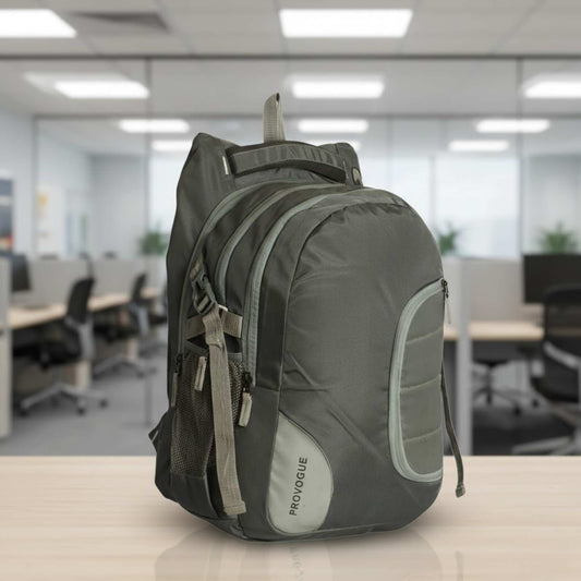 Verveet VV61 Multi-Compartment Grey Backpack | Stylish & Durable Laptop Travel Bag with Side Bottle Pocket