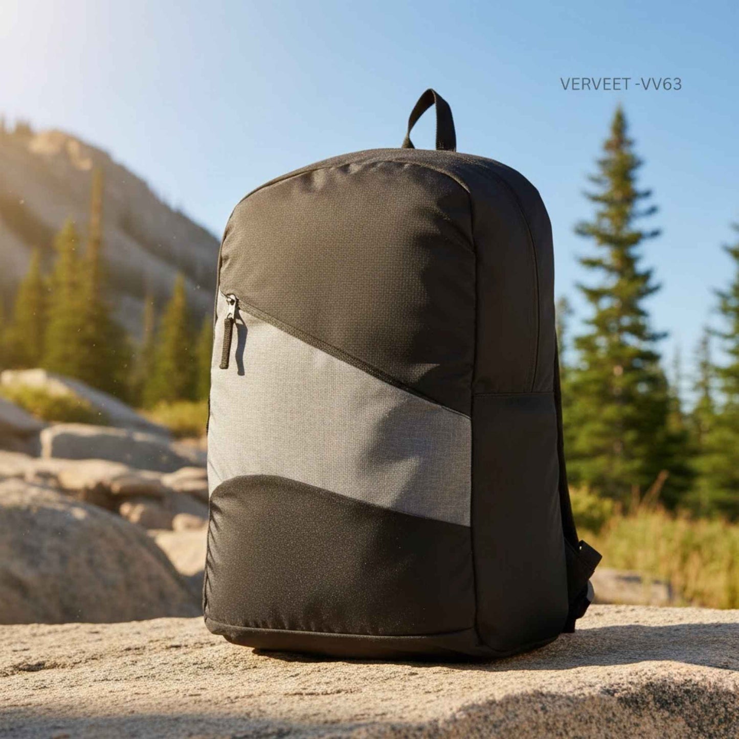 Verveet VV63 Minimalist Black & Grey Backpack | Lightweight Office, College & Travel Bag