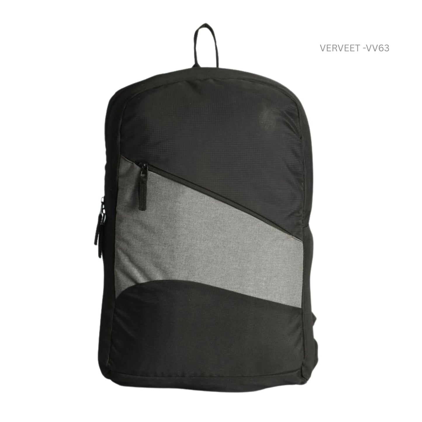Verveet VV63 Minimalist Black & Grey Backpack | Lightweight Office, College & Travel Bag
