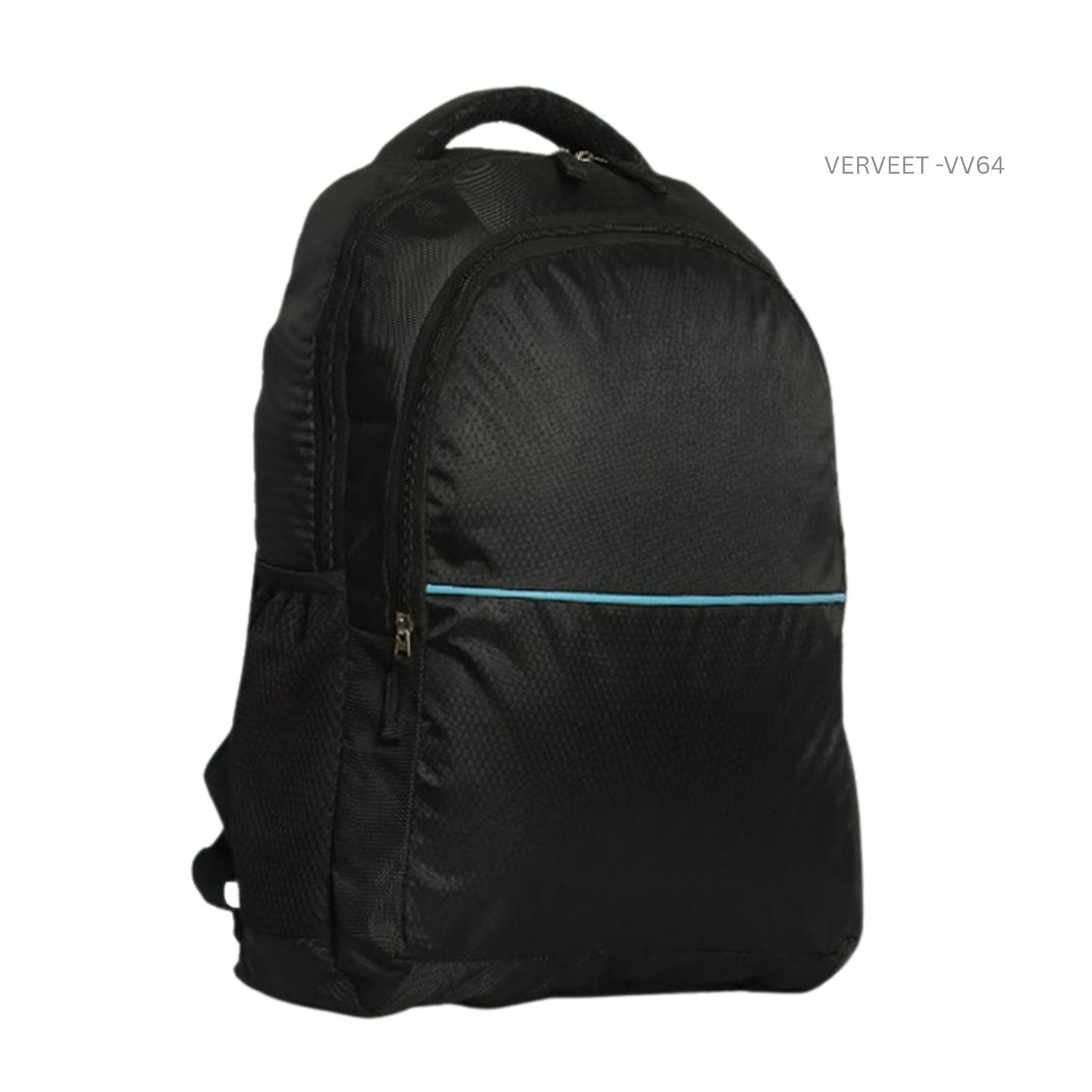 Verveet VV64 Black Minimalist Backpack with Blue Accent | Lightweight Office, College & Travel Bag